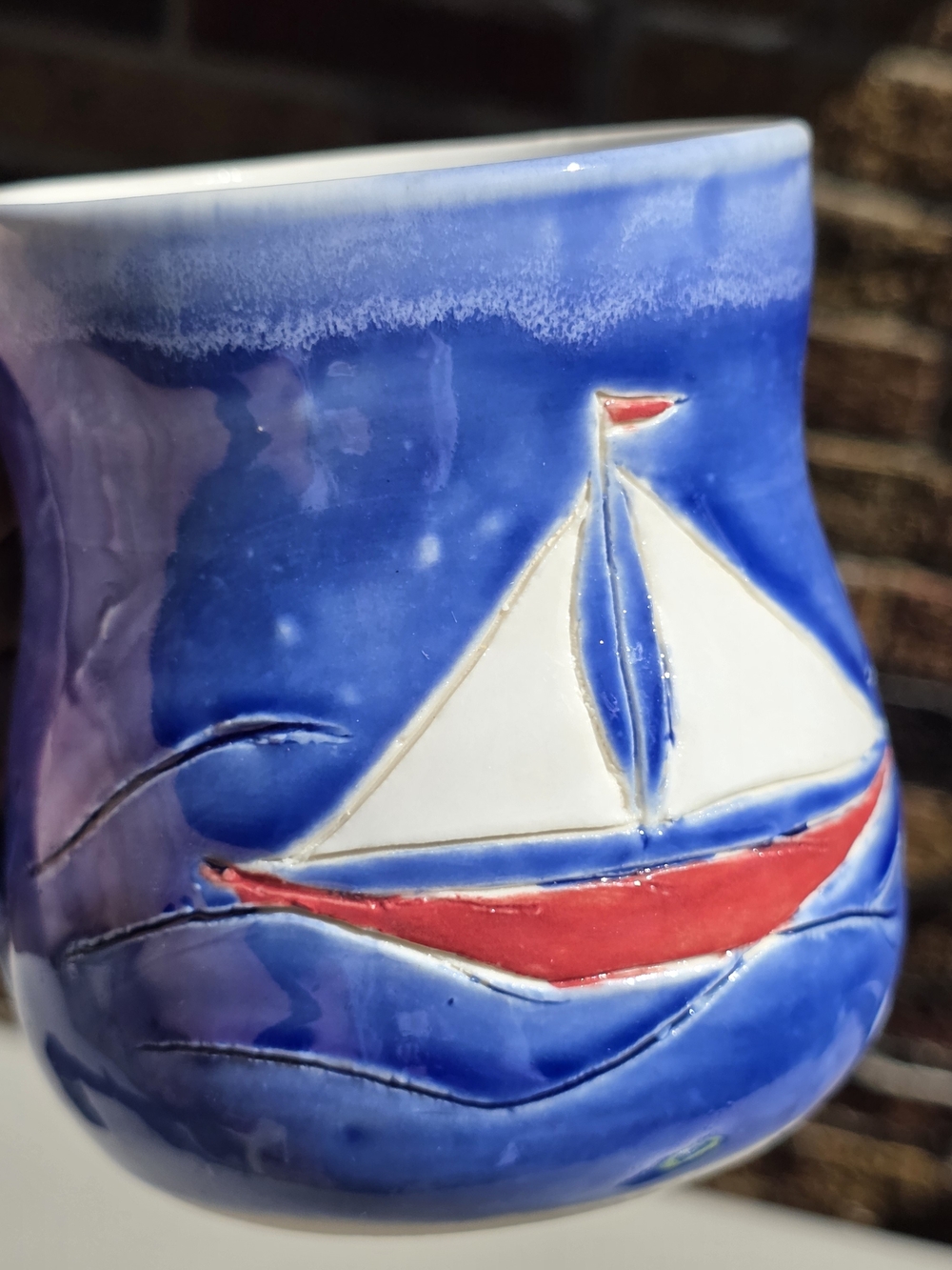 Handcrafted Pottery Sailboat Mug